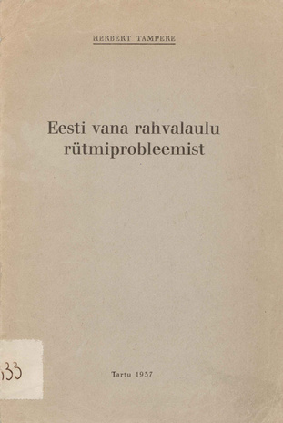 Eesti vana rahvalaulu rütmiprobleemist 