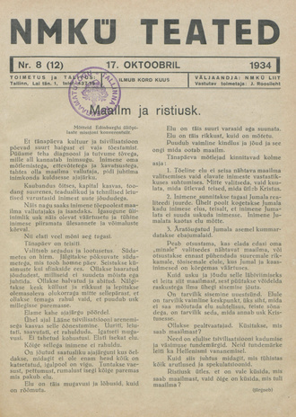 NMKÜ Teated ; 8 (12) 1934-10-17