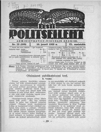 Eesti Politseileht ; 23 1929