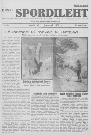 Eesti Spordileht ; 2 1930-01-11