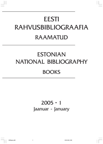 Eesti Rahvusbibliograafia. Raamatud ; 1 2005-01