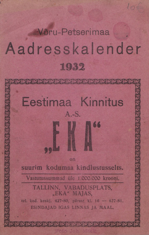 Wõru-Petserimaa adresskalender 1932 