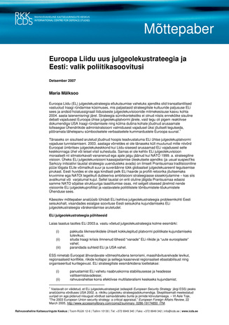 Euroopa Liidu uus julgeolekustrateegia ja Eesti: valik poliitikasoovitusi