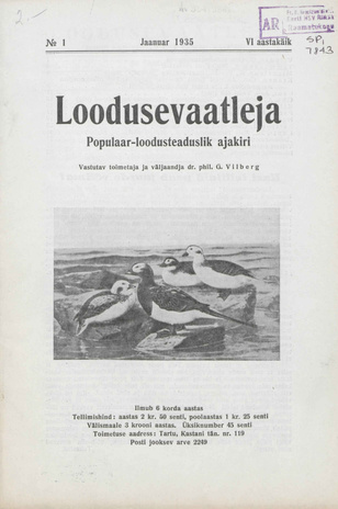 Loodusevaatleja : populaar-loodusteaduslik ajakiri ; 1 1935-01-25