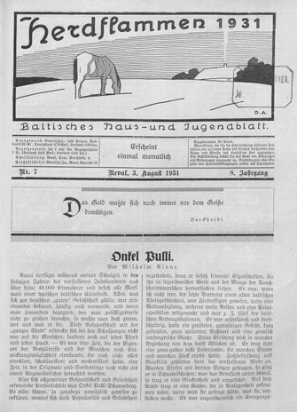 Herdflammen : Baltisches Haus- und Jugendblatt ; 7 1931-08-03