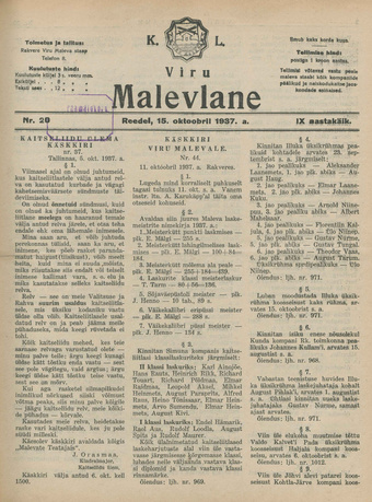 K. L. Viru Malevlane ; 20 1937-10-15