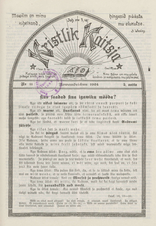 Kristlik Kaitsja : Eesti metodistide häälekandja ; 11 1924-11