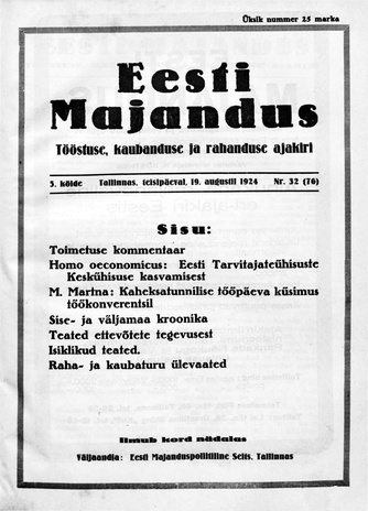 Eesti Majandus ; 32 1924-08-19