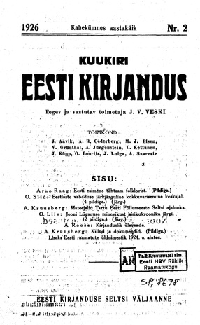 Eesti Kirjandus ; 2 1926