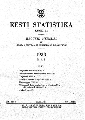 Eesti Statistika : kuukiri ; 138 (5) 1933-05