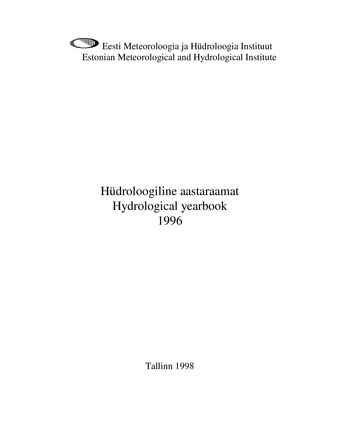 Hüdroloogiline aastaraamat = Hydrological yearbook ; 1996