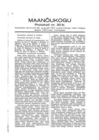 Maanõukogu protokoll nr.30-b (25. august 1917)