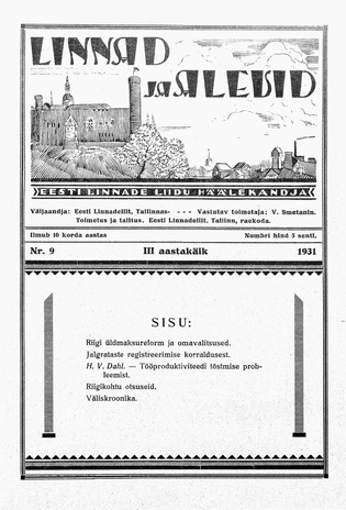 Linnad ja Alevid ; 9 1931