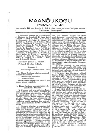 Maanõukogu protokoll nr.40 (26. september 1917)