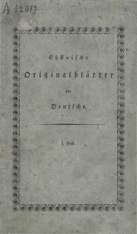 Ehstnische Originalblätter für Deutsche 1. Heft