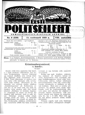 Eesti Politseileht ; 6 1928