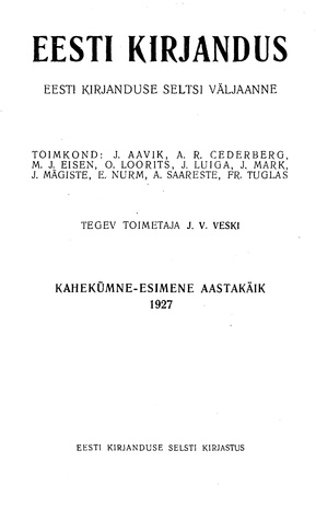 Eesti Kirjandus ; 10 1927