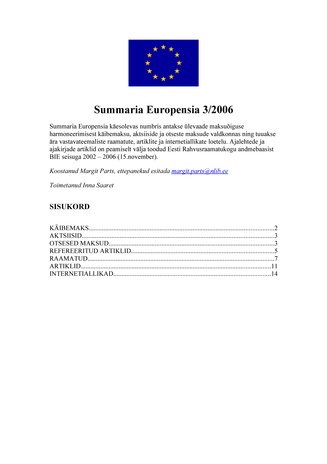 Summaria Europensia : [referaatväljaanne] ; 3 2006