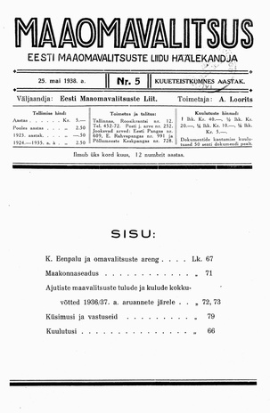 Maaomavalitsus ; 5 1938-05-25