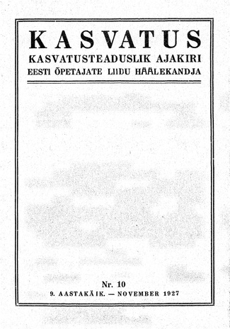 Kasvatus ; 10 1927-11