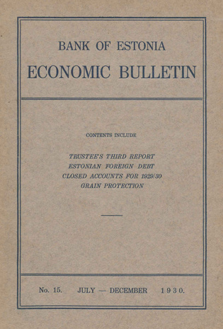 Economic bulletin : Bank of Estonia ; 15 1930-07/12