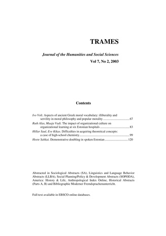 Trames ; 2 Vol 7 (57/52) 2003