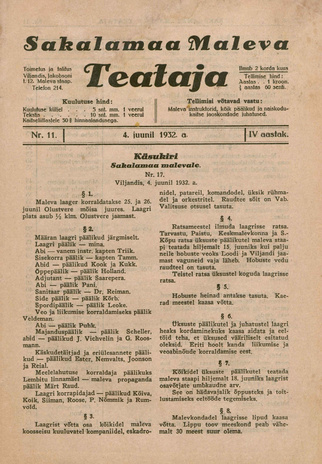 Sakalamaa Maleva Teataja ; 11 1932-06-04