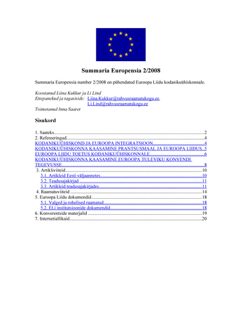 Summaria Europensia : [referaatväljaanne] ; 2 2008