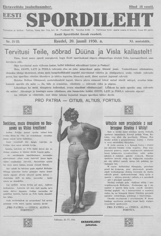 Eesti Spordileht ; 21/22 1930-06-20