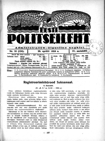Eesti Politseileht ; 16 1924