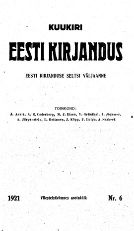 Eesti Kirjandus ; 6 1921