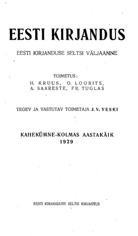 Eesti Kirjandus ; 4 1929