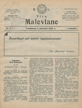 K. L. Viru Malevlane ; 3 1929-01-01