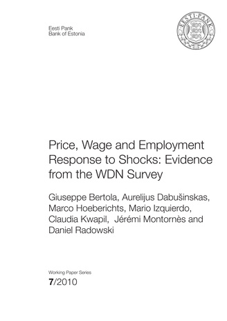 Price, wage and employment response to shocks: evidence from the WDN survey : (Working papers of Eesti Pank ; 2010, 7)