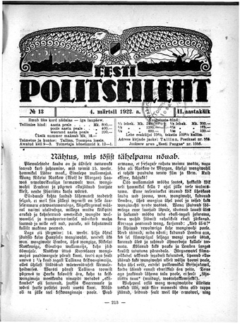 Eesti Politseileht ; 13 1922