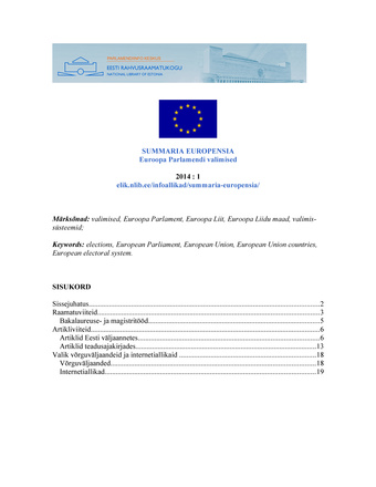 Summaria Europensia : [referaatväljaanne] ; 1 2014