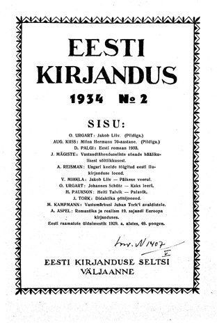 Eesti Kirjandus ; 2 1934