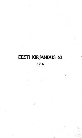 Eesti Kirjandus ; sisukord 1916