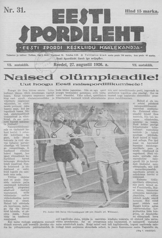 Eesti Spordileht ; 31 1926-08-27