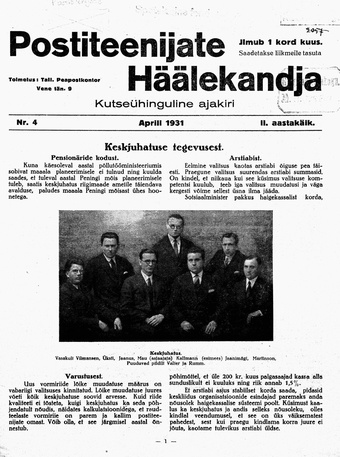 Postiteenijate Häälekandja : kutseühinguline ajakiri ; 4 1931-04