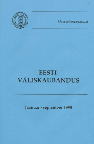 Eesti väliskaubandus ; jaanuar-september 1995