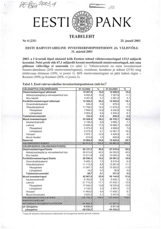 Eesti Pank : teabeleht ; 4 (235) 2003-06-25