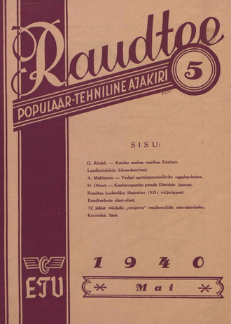 Raudtee : populaar-tehniline ajakiri ; 5 1940-05