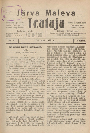 Järva Maleva Teataja ; 9 1929-05-24