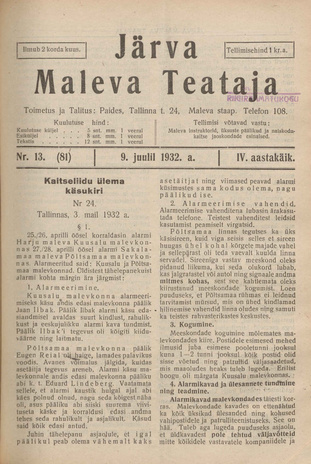 Järva Maleva Teataja ; 13 (81) 1932-07-09