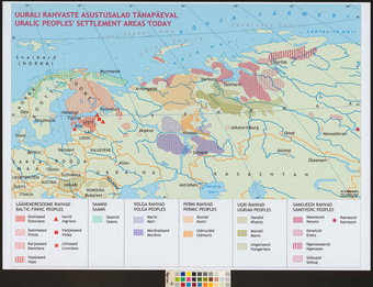 Uurali rahvaste asustusalad tänapäeval = Uralic people's settlement areas today 
