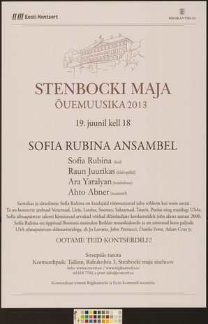 Stenbocki maja õuemuusika 2013 : Sofia Rubina ansambel 