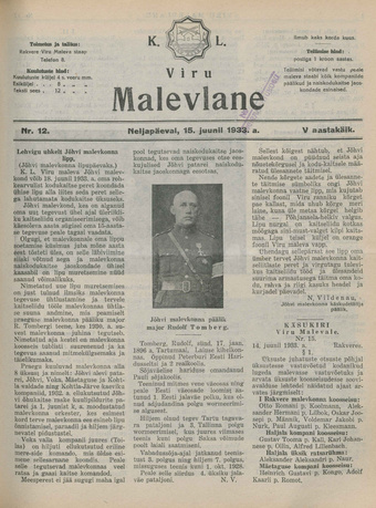 K. L. Viru Malevlane ; 12 1933-06-15