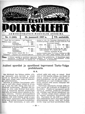 Eesti Politseileht ; 3 1927