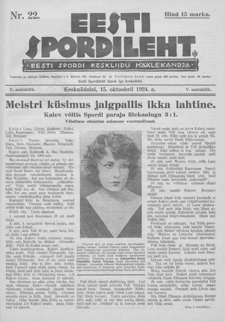 Eesti Spordileht ; 22 1924-10-15